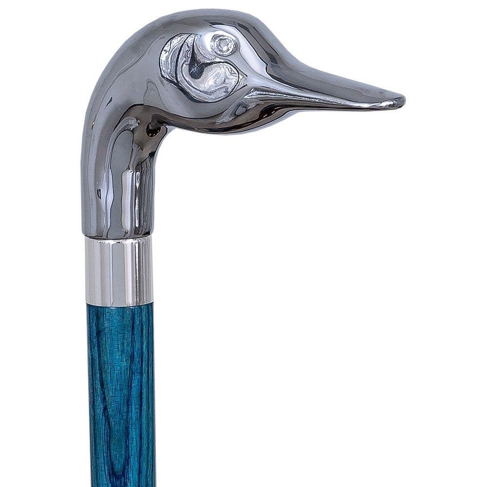 Chrome Plated Goose Handle Walking Cane w/ Custom Color Stained Ash Shaft & Collar Collections Online