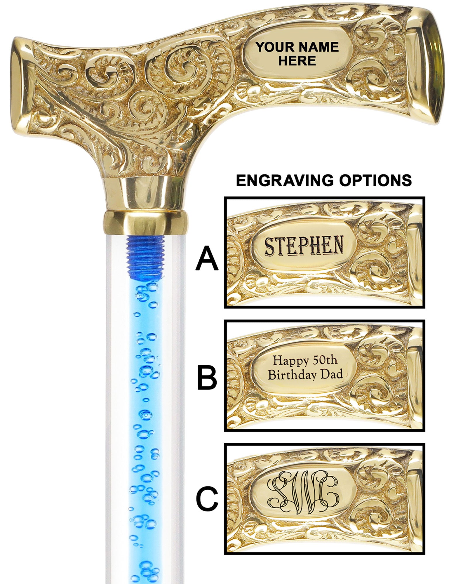 Make It Yours: Color Invisible Clear Shaft w/ Premium Brass Cane Cheap Best Store To Get