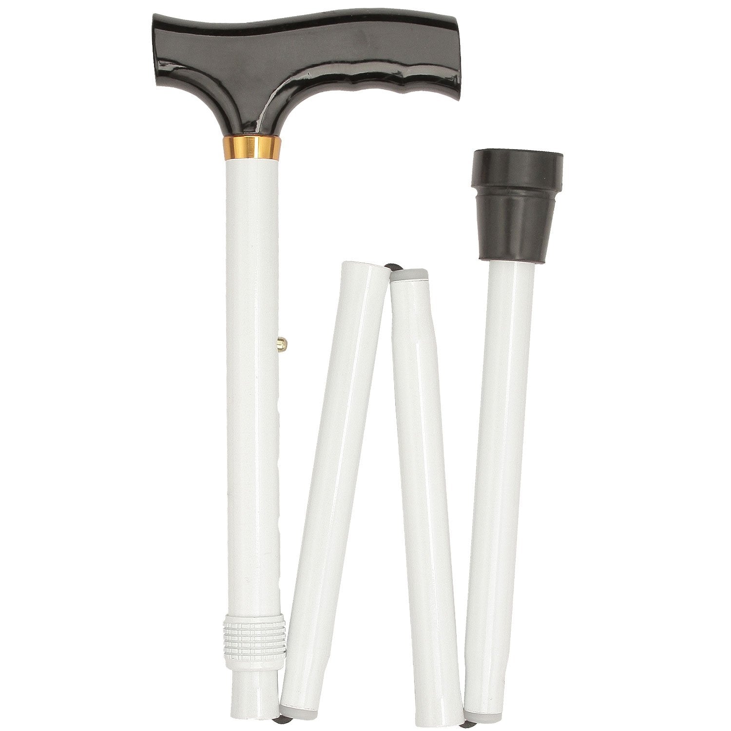 Scratch and Dent White Adjustable Folding Cane with T Shape Handle V3498 New Styles Cheap Pice