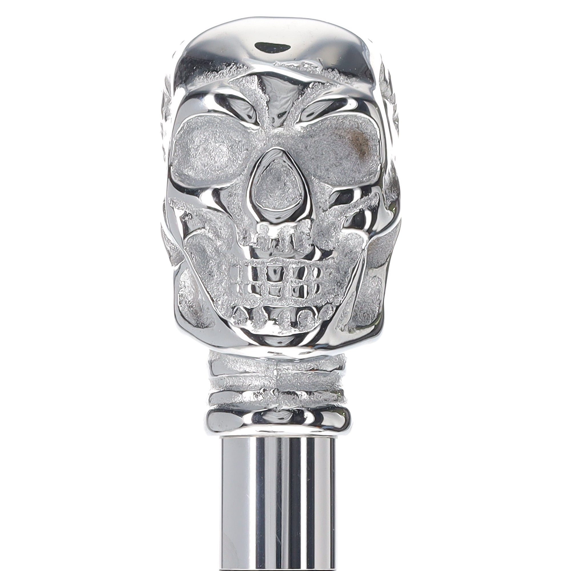 Skull Premium Chrome Brass Handle Cane: Custom Shaft & Collar Free Shipping Best Seller