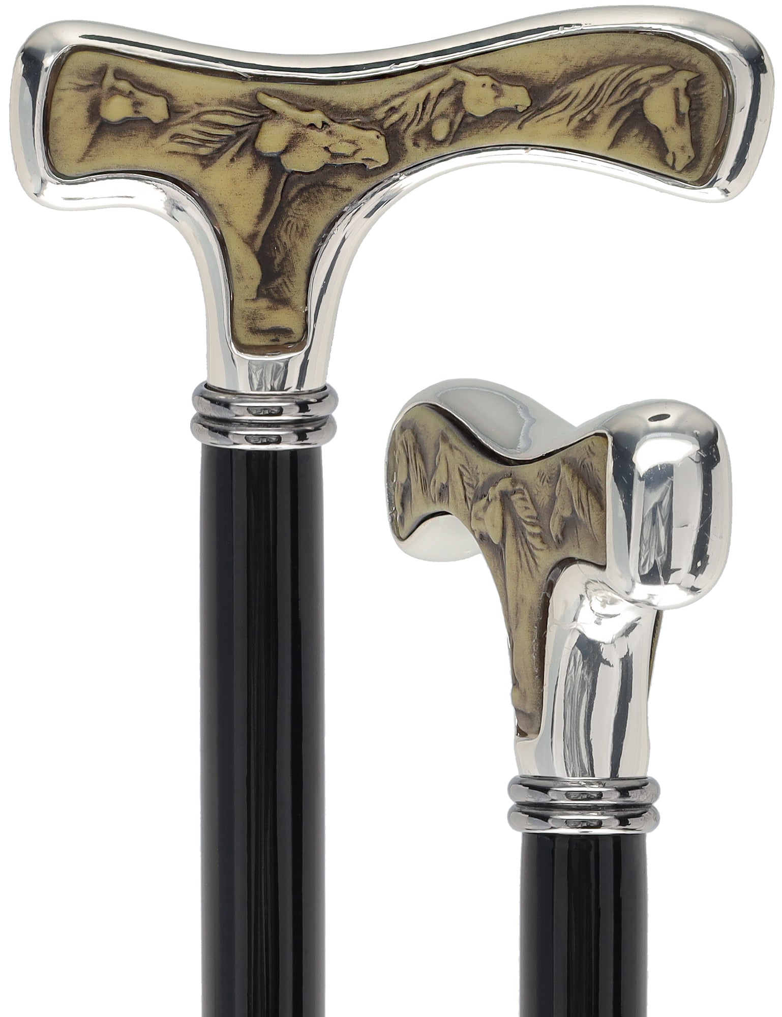 Italian Luxury Walking Stick in Silver with Intricate Horse Handle : Elegant Design Discount Amazon