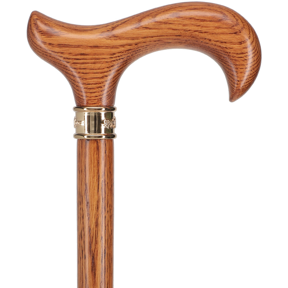 Scratch and Dent Genuine Oak Wood Derby Walking Cane With Oak Shaft And Brass Embossed Collar V1228 Explore Cheap Pice