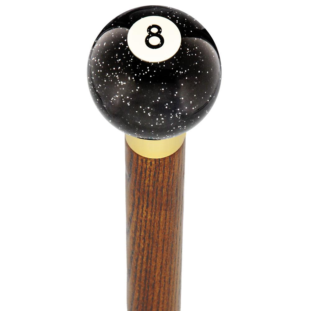 8 Ball Black Sparkle Round Knob Cane w/ Custom Color Ash Shaft & Collar Cheap Finishline