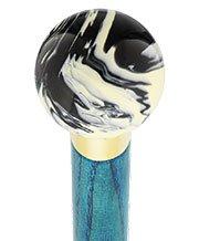 Black & White Cream Swirl Round Knob Cane w/ Custom Color Ash Shaft & Collar Cheap Get Authentic