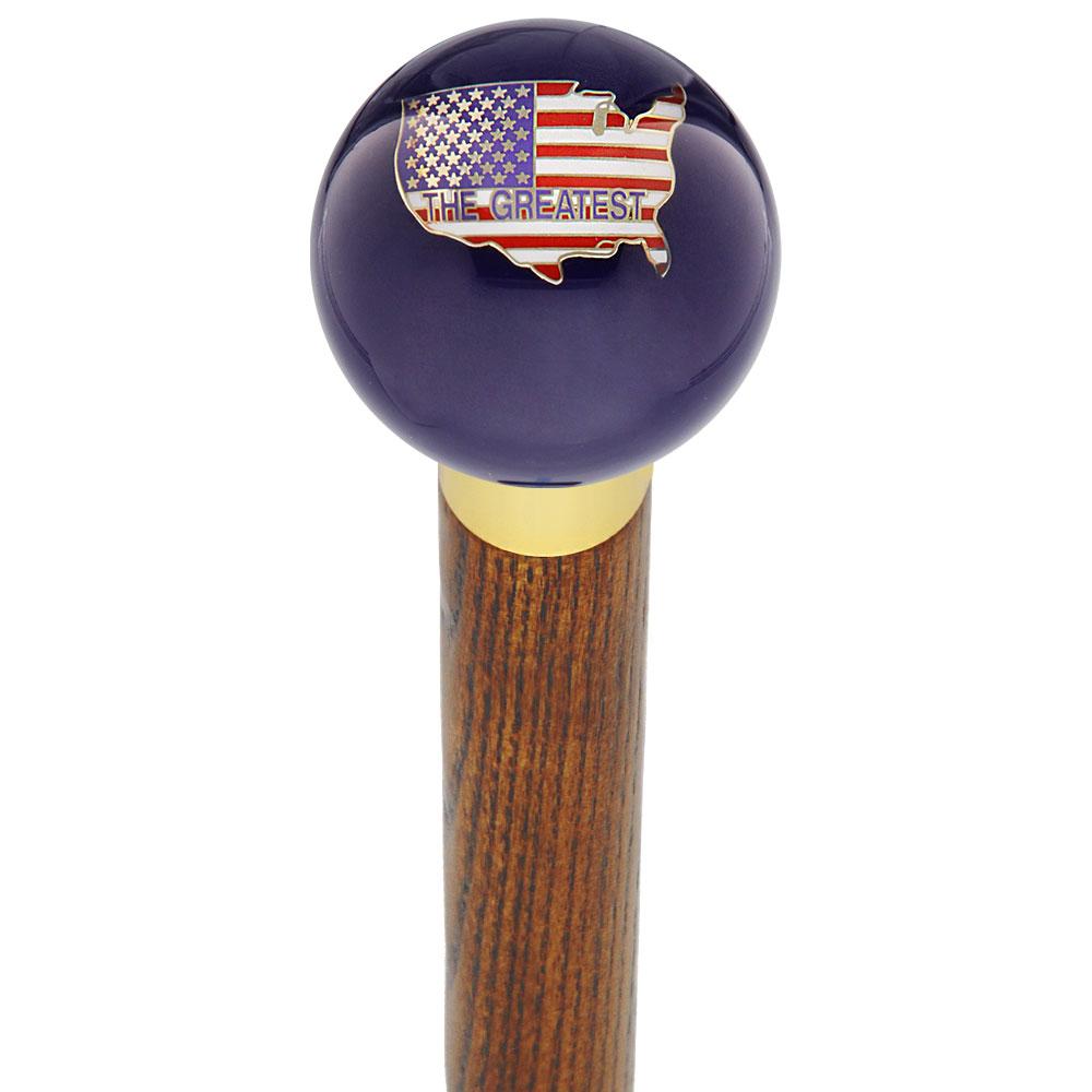 USA Flag Translucent Handle Cane - Ash Shaft & Collar Cheap Pice Free Shipping