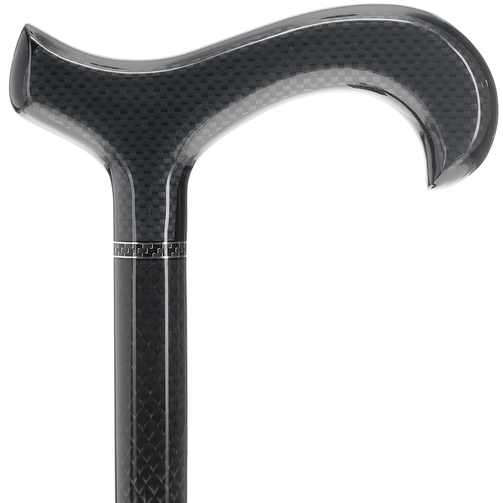 Black Carbon Fiber Derby: Triple Wound, Adjustable Cane Authentic Online