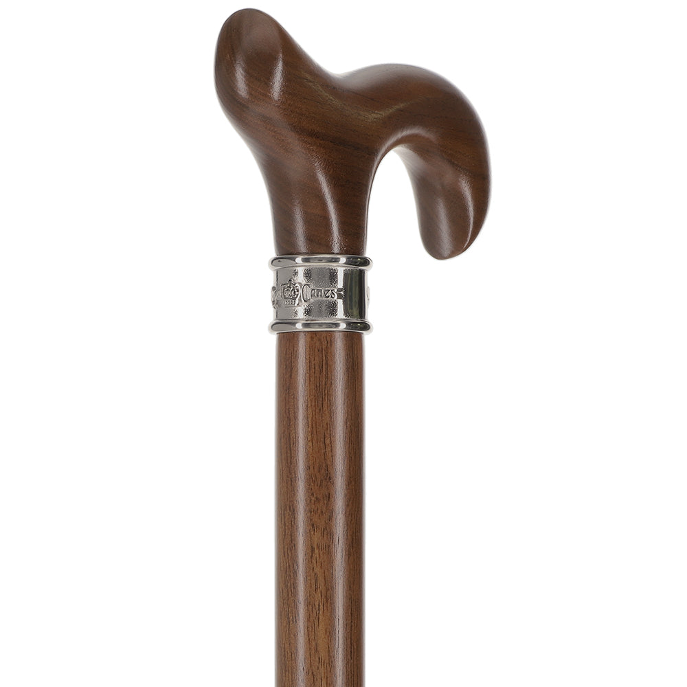 Scratch and Dent Rich Genuine Walnut Derby Cane - Embossed Collar V3487 Sale In China