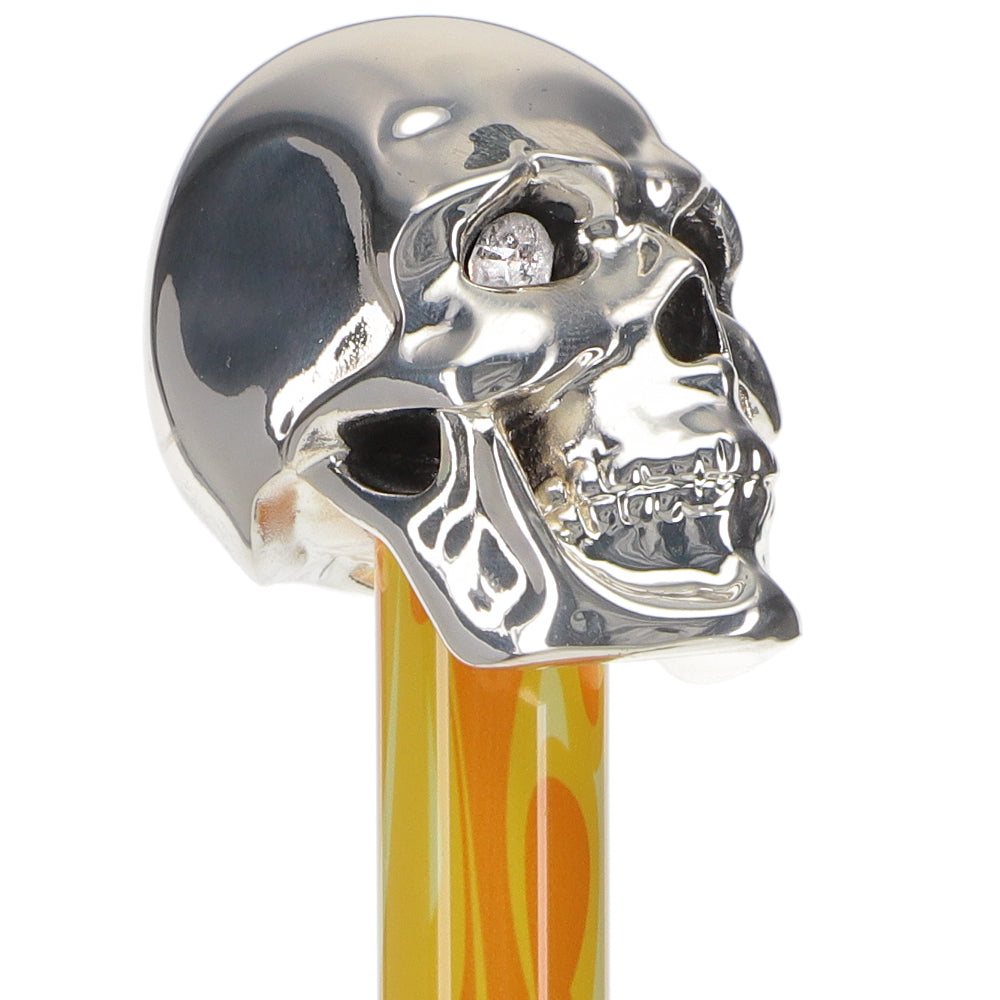 Scratch and Dent Silver 925r Skull Walking Stick With Swarovski Crystal Eyes Flame Shaft V1834 Outlet Choice