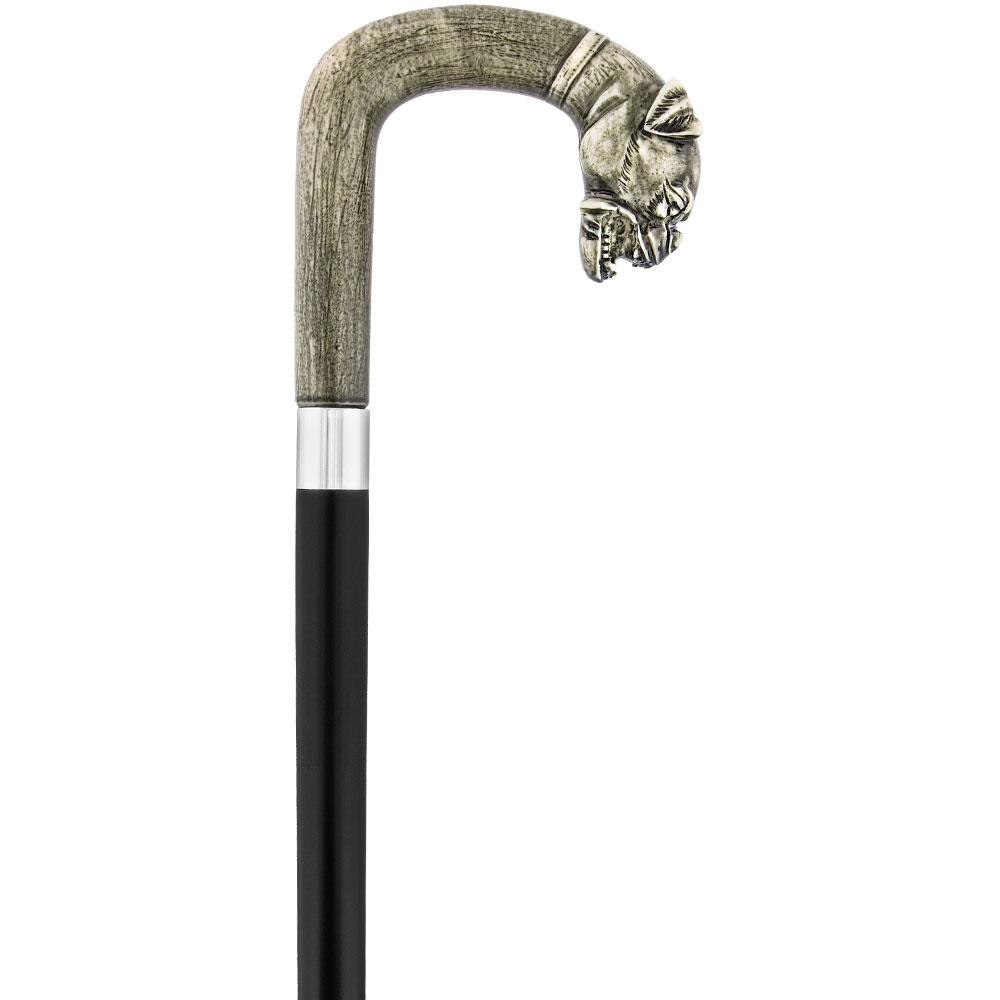 Grey Gargoyle Imitation Stone Tourist Walking Cane - Italian Handle w/ Custom Shaft and Collar Fake Cheap Online