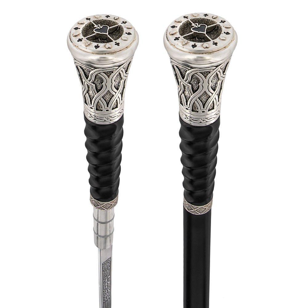 Blackjack 925R Silver Plated Knob Sword Cane w/ Hidden Dice Discount Outlet Locations