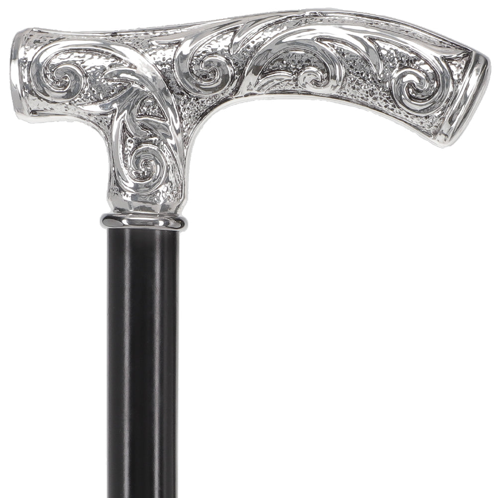 Italian Luxury Silver 925r Embossed Fritz Handle Cane Cheap Low Pice