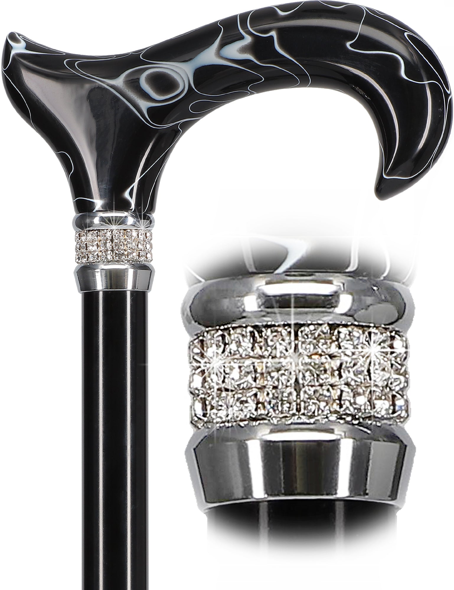 Rhinestone Designer Cane: Black Pearlz Clearance Perfect