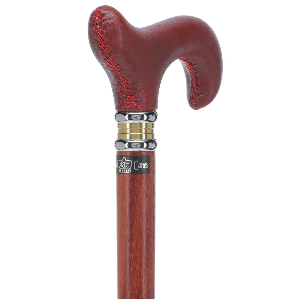 Soft Genuine Leather Red Grip: Red Derby Cane, Padauk Wood Shaft Outlet Locations Cheap Online