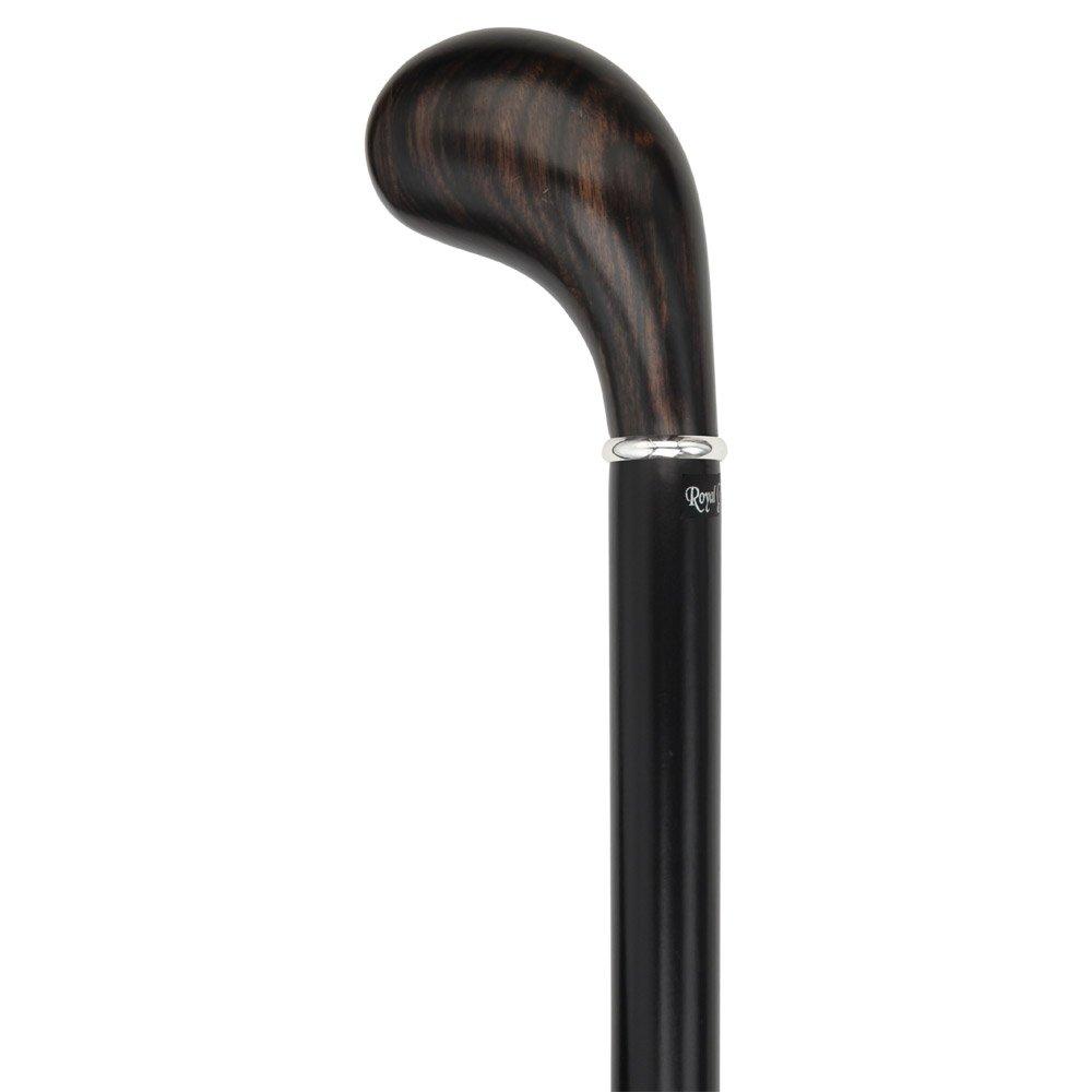 Scratch and Dent Ebony Knob Handle Walking Stick With Black Beechwood Shaft and Silver Collar V1625 Pictures Cheap Pice