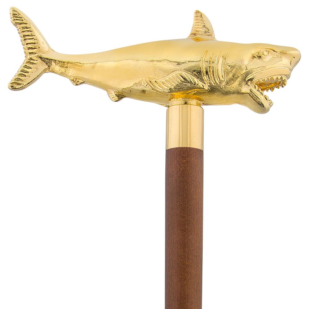 Great White Shark Handle Cane made w/ 18k Gold w/ Custom Shaft & Collar Buy Cheap Order