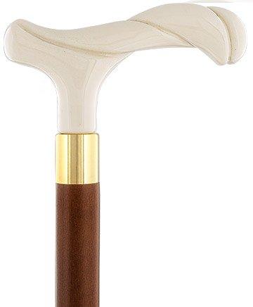 Elegantly Twisted Faux Ivory Fritz Handle Cane w/ Custom Shaft & Collar Discount Choice