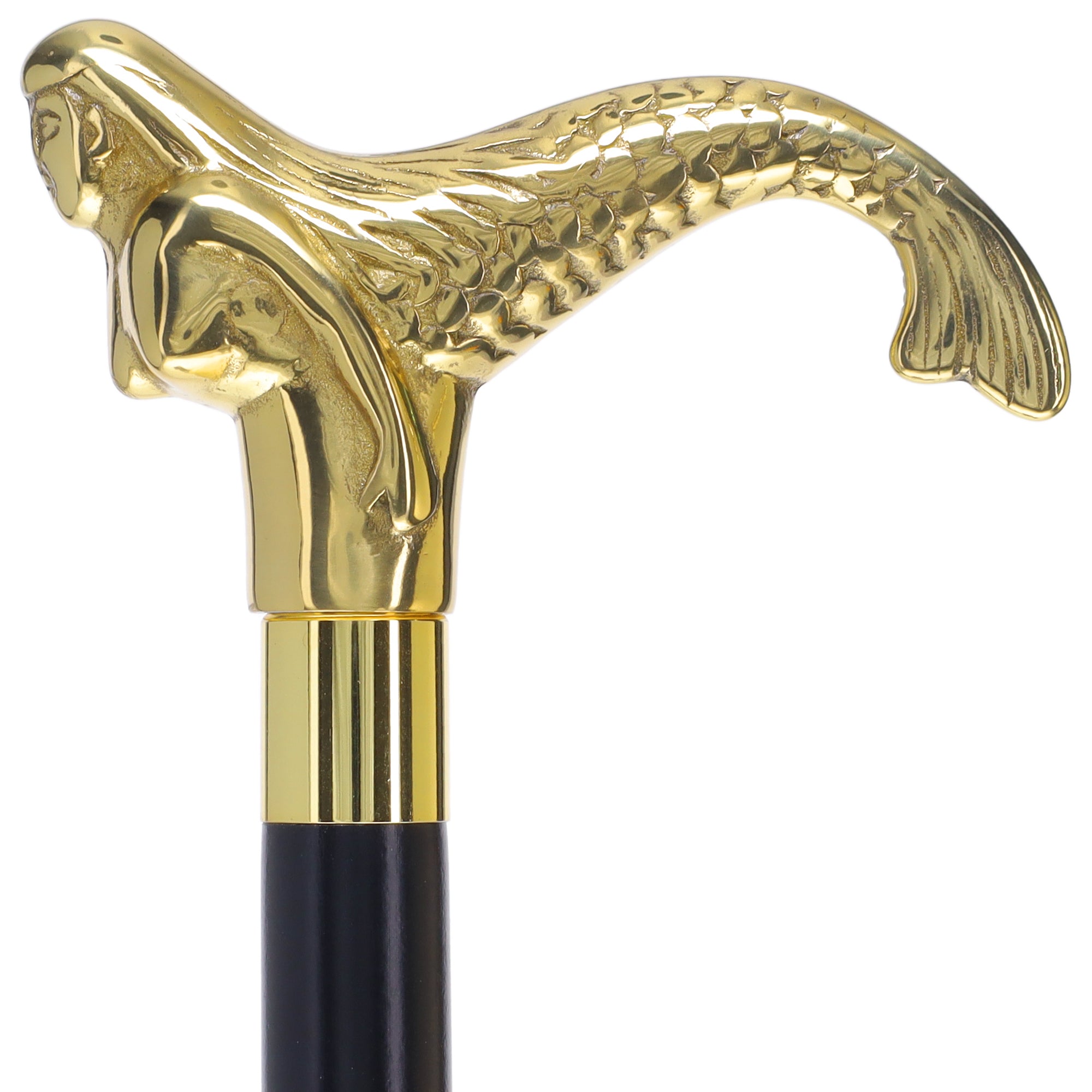 Brass Mermaid Handle Walking Cane w/ Custom Shaft and Collar Store With Big Discount