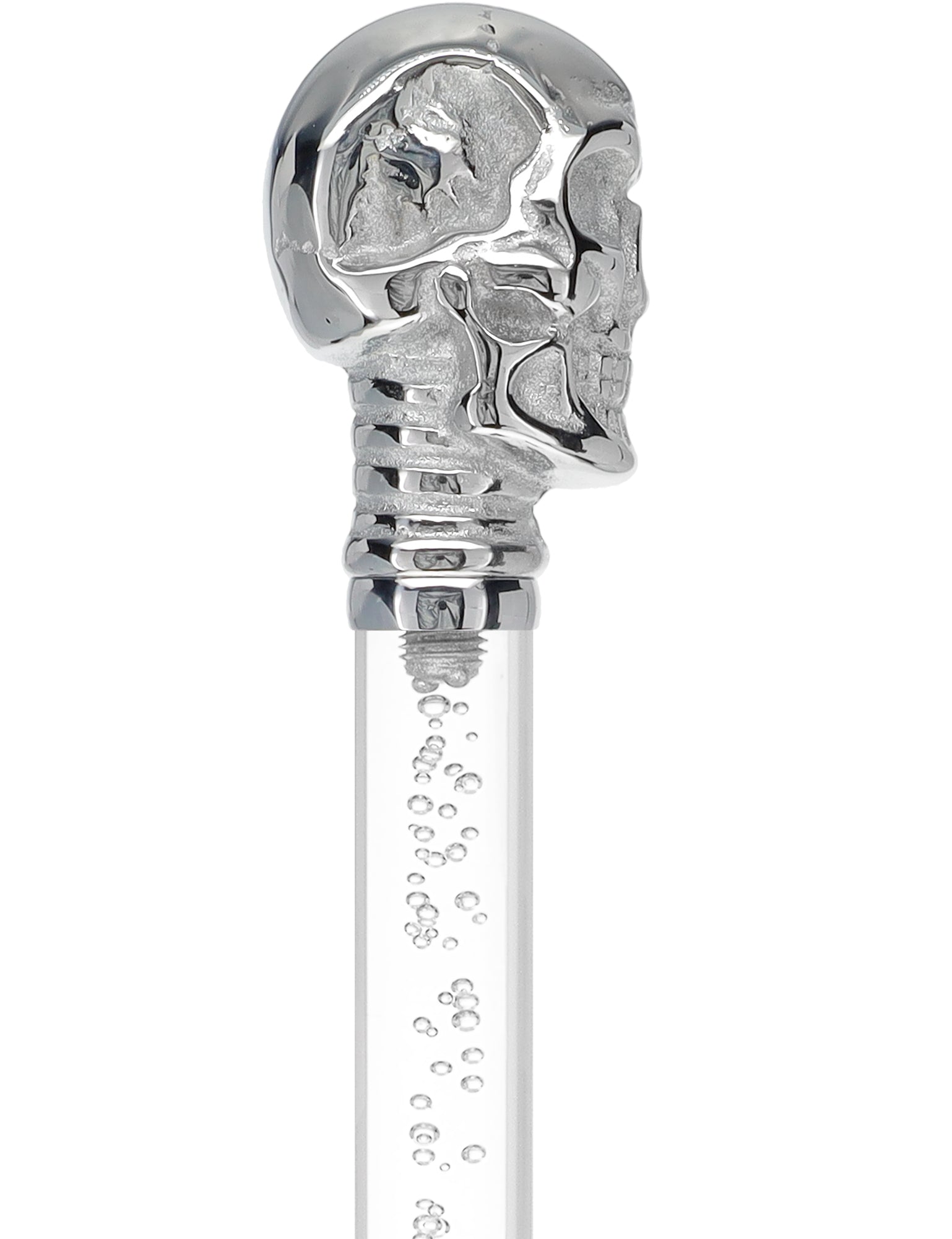 Crystal Elegance Chrome Skull Cane with Invisible Acrylic Shaft Options Free Shipping Perfect