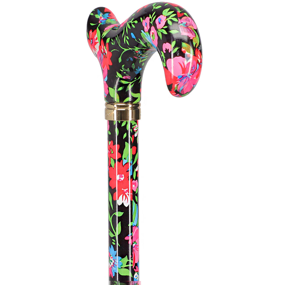 Moonlit Floral: Designer Adjustable Cane w/ Patterned Handle Newest Cheap Pice