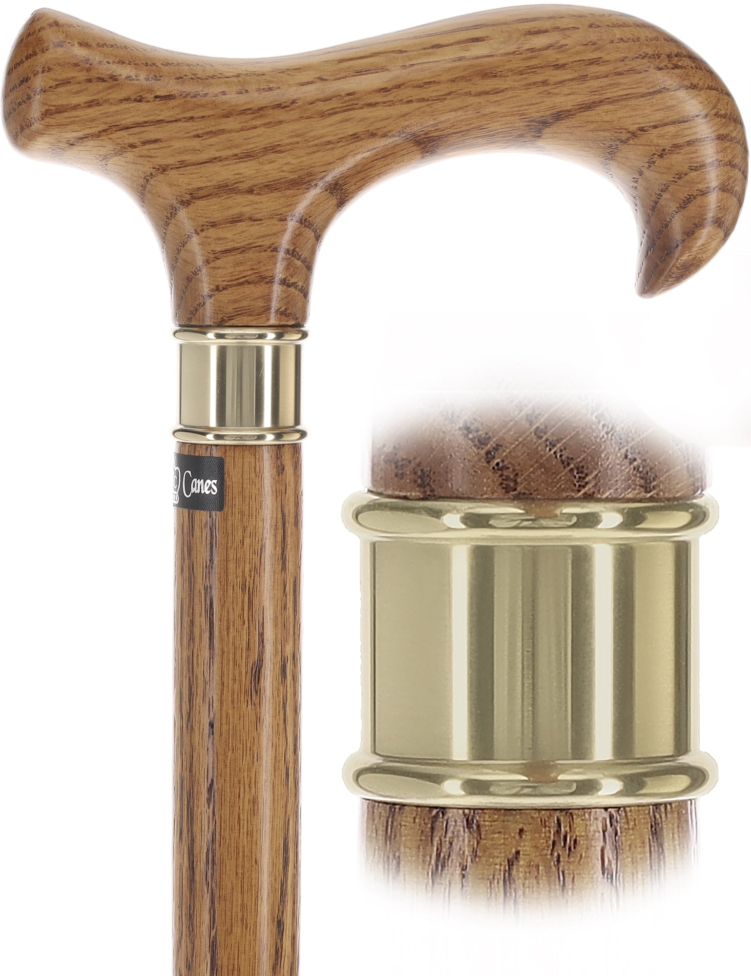 Super Strong Natural Oak Derby Cane: Extra Long, Brass Collar Clearance Huge Surprise