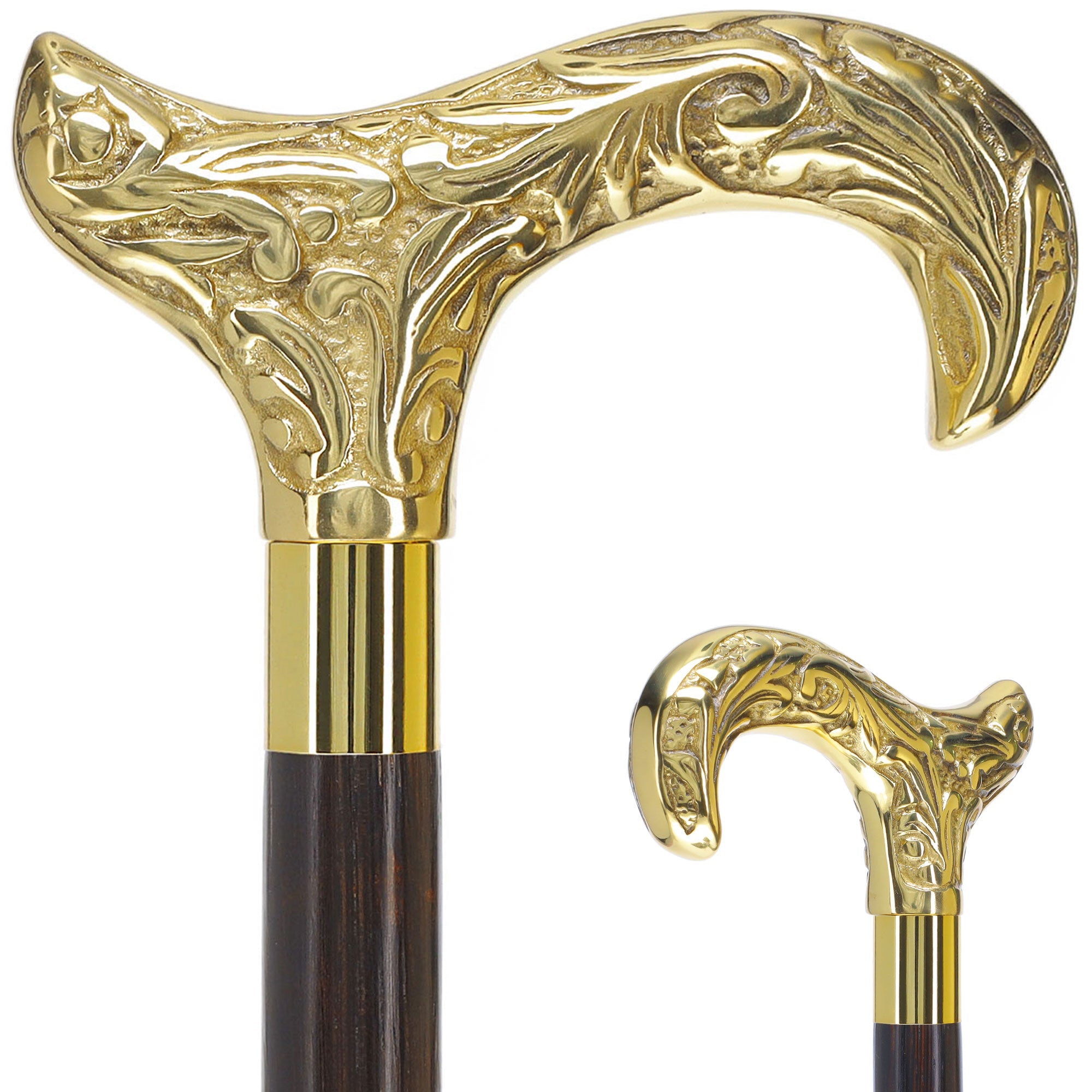 Scratch and Dent Premium Brass Derby Handle Walking Cane: Custom Shaft & Collar V2354 Where To Buy Cheap Real