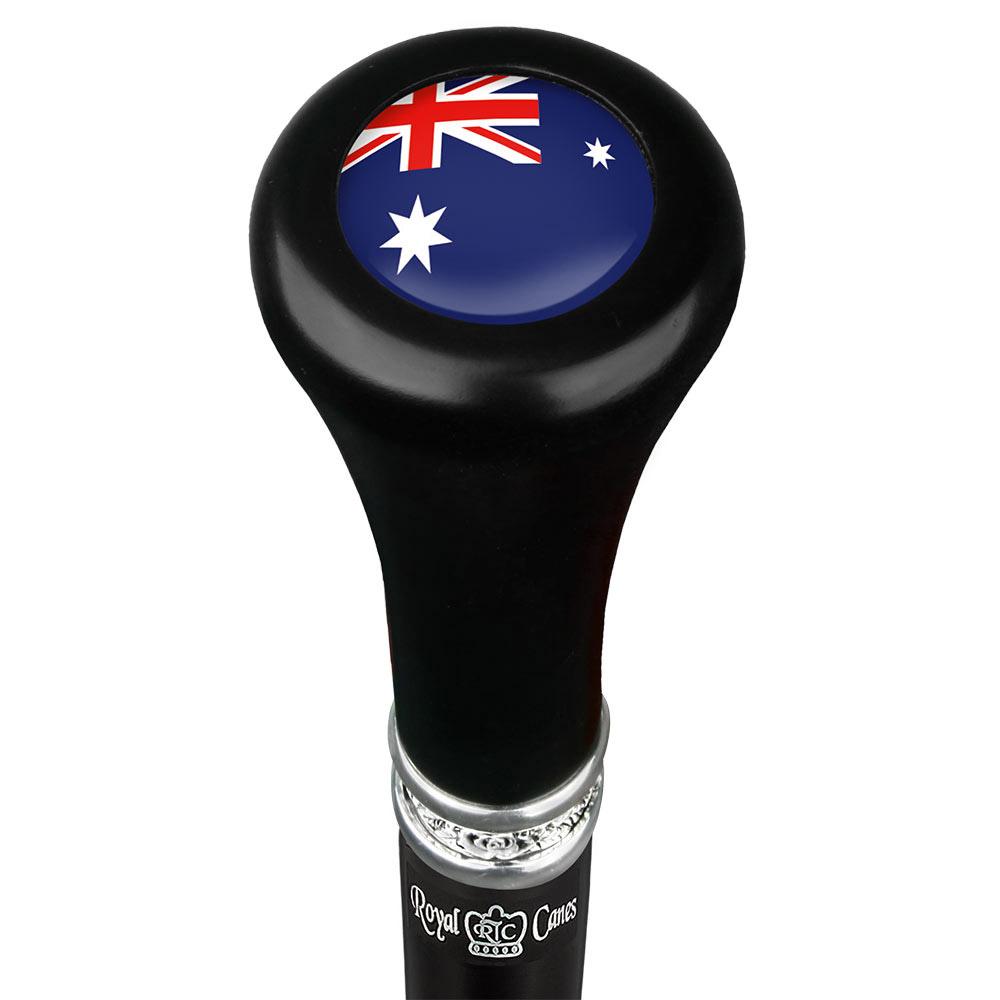 Australia Flag Flat Top Stick: Beechwood Shaft Pewter Cheap Visa Payment