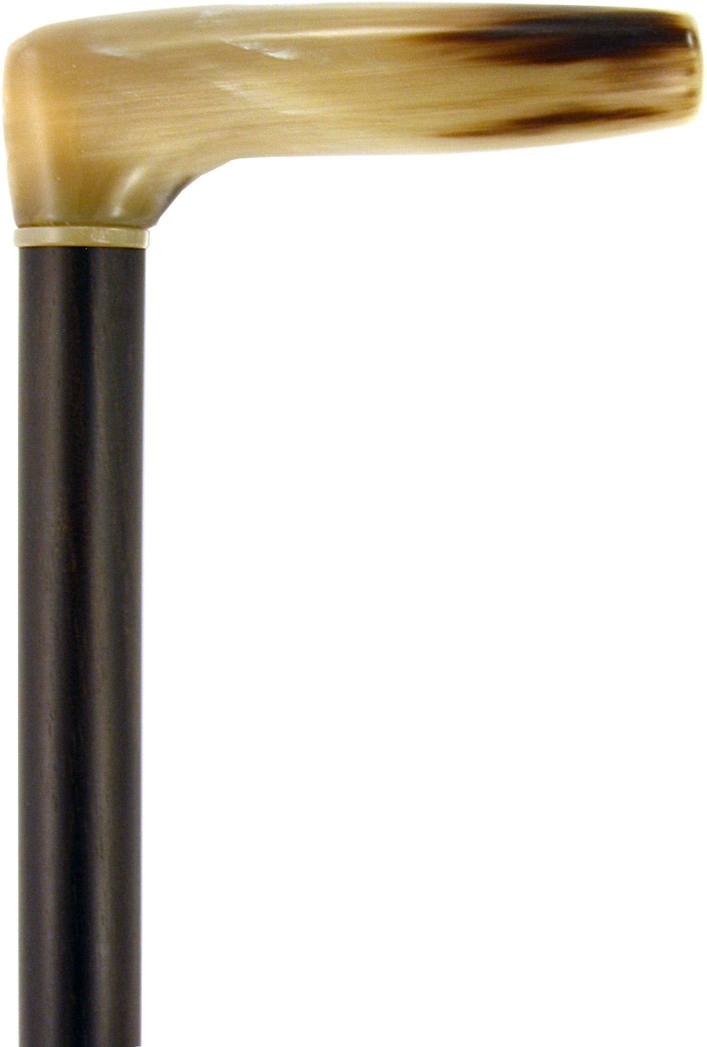 L Shape Blonde Horn Derby Walking Cane With Ebony Wood Shaft And Brass Collar Manchester Cheap Pice