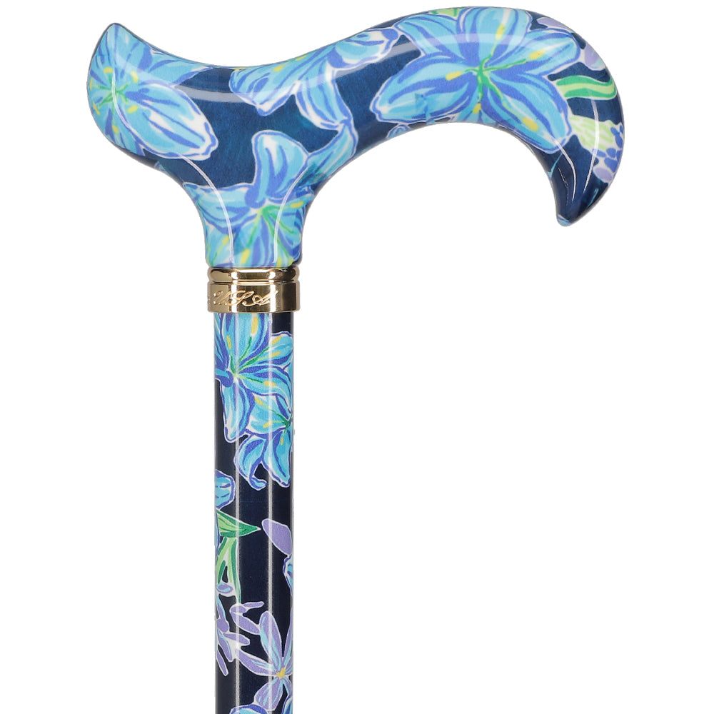 Dark Blue Vivienne May: Adjustable Cane w/ Patterned Handle Buy