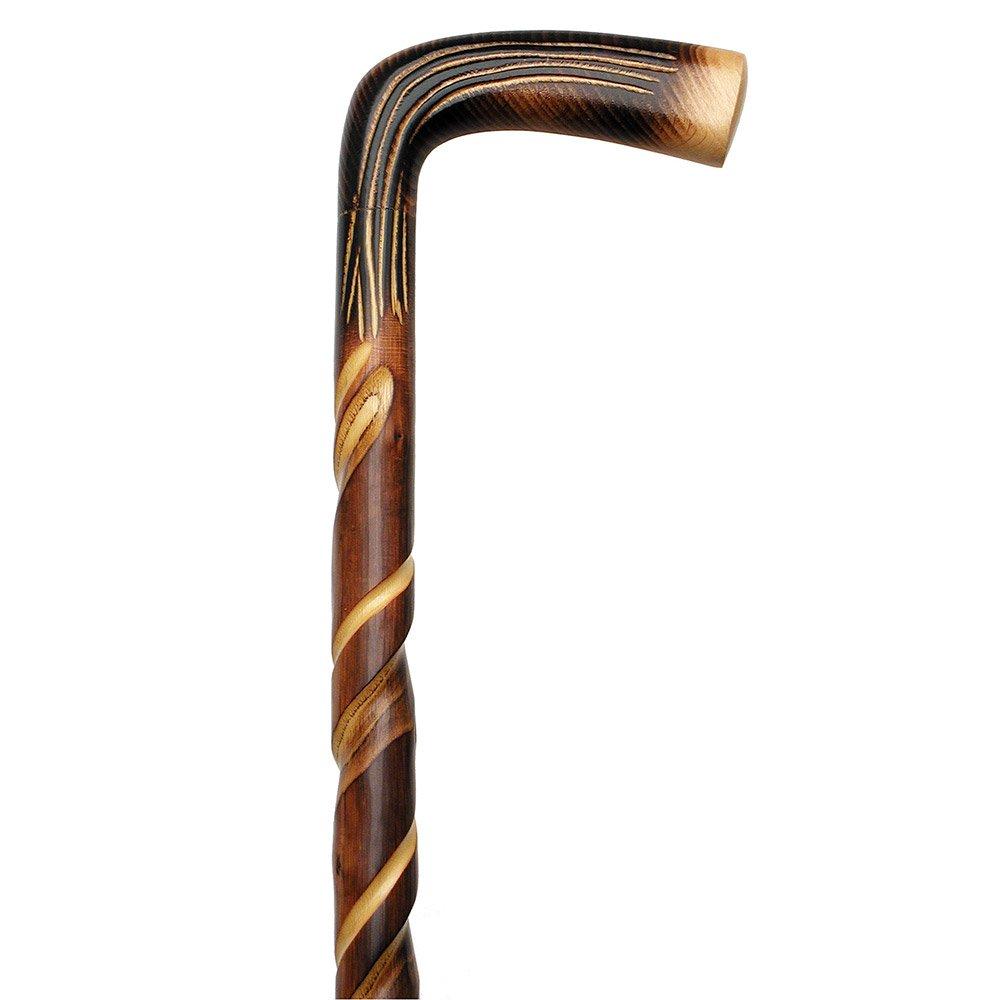 Scratch and Dent Exquisitely Carved Spiral L Handle Cane: Chestnut Shaft V3414 Cheap Countdown Package