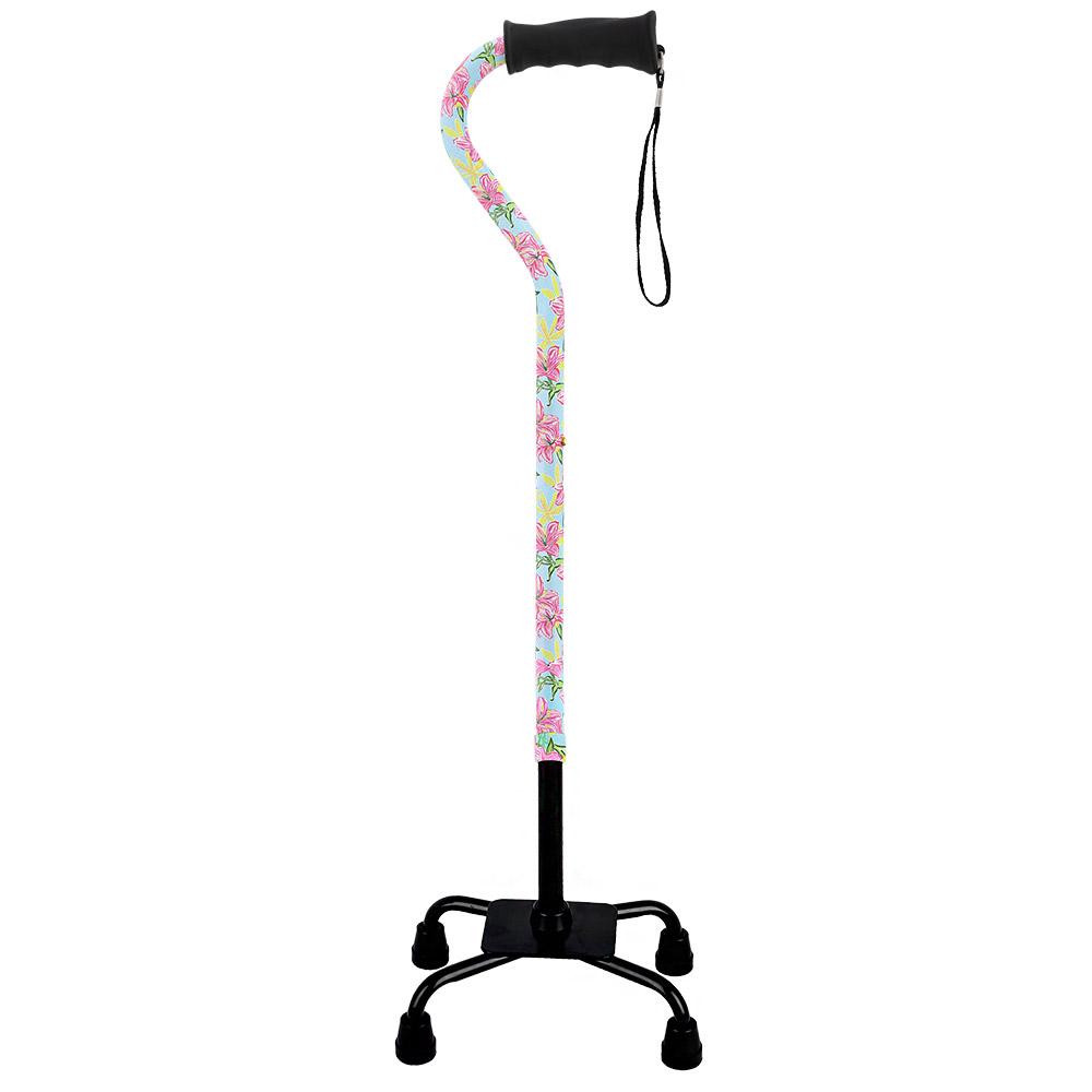 Pink Vivienne May Convertible Quad Base Walking Cane with Comfort Grip - Adjustable Shaft Discount Pay With Paypal