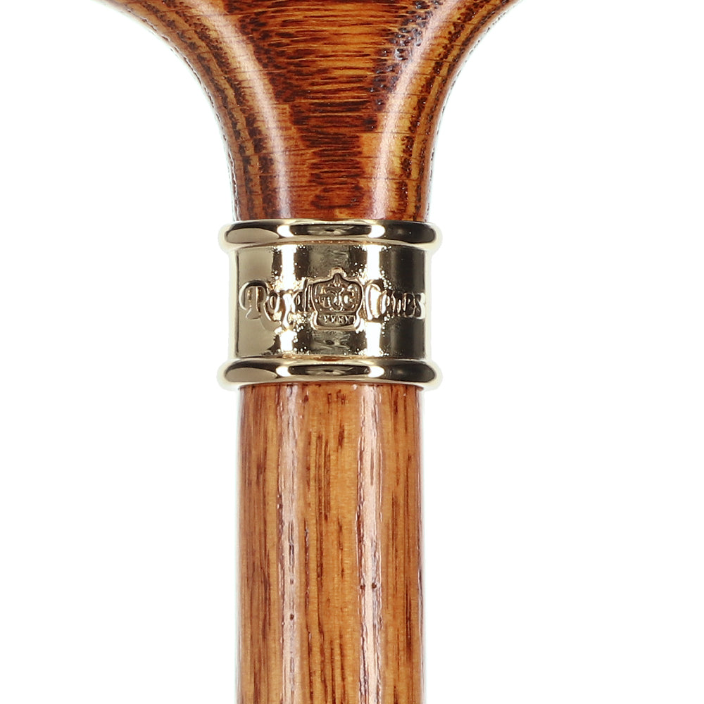 Elegant Fritz Oak Cane w/ Embossed Brass Collar Clearance 100% Guaranteed