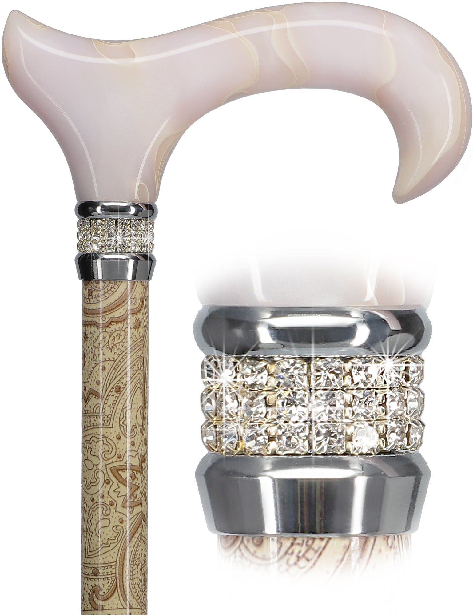 Rhinestone Designer Cane: Rich Creme Exquisite Pearlz Elegance Cheap Sale Many Kinds Of