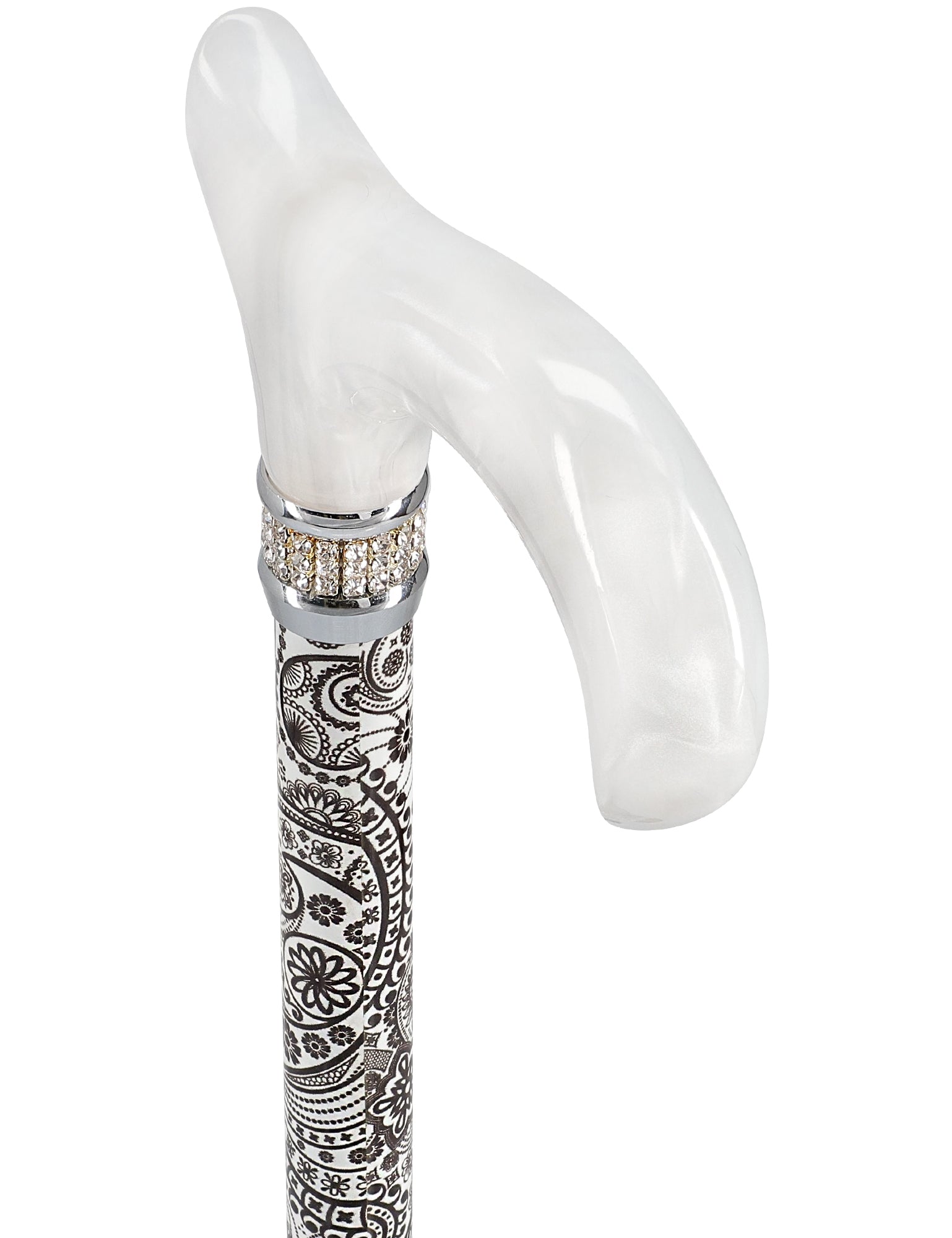 Rhinestone Designer Cane: Black & White Majesty Pearlz Visit Online