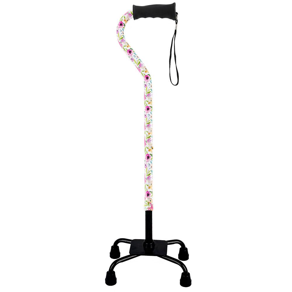 Watercolor Flowers Vivienne May Convertible Quad Base Walking Cane with Comfort Grip - Adjustable Sh Cheap Pice Buy Discount