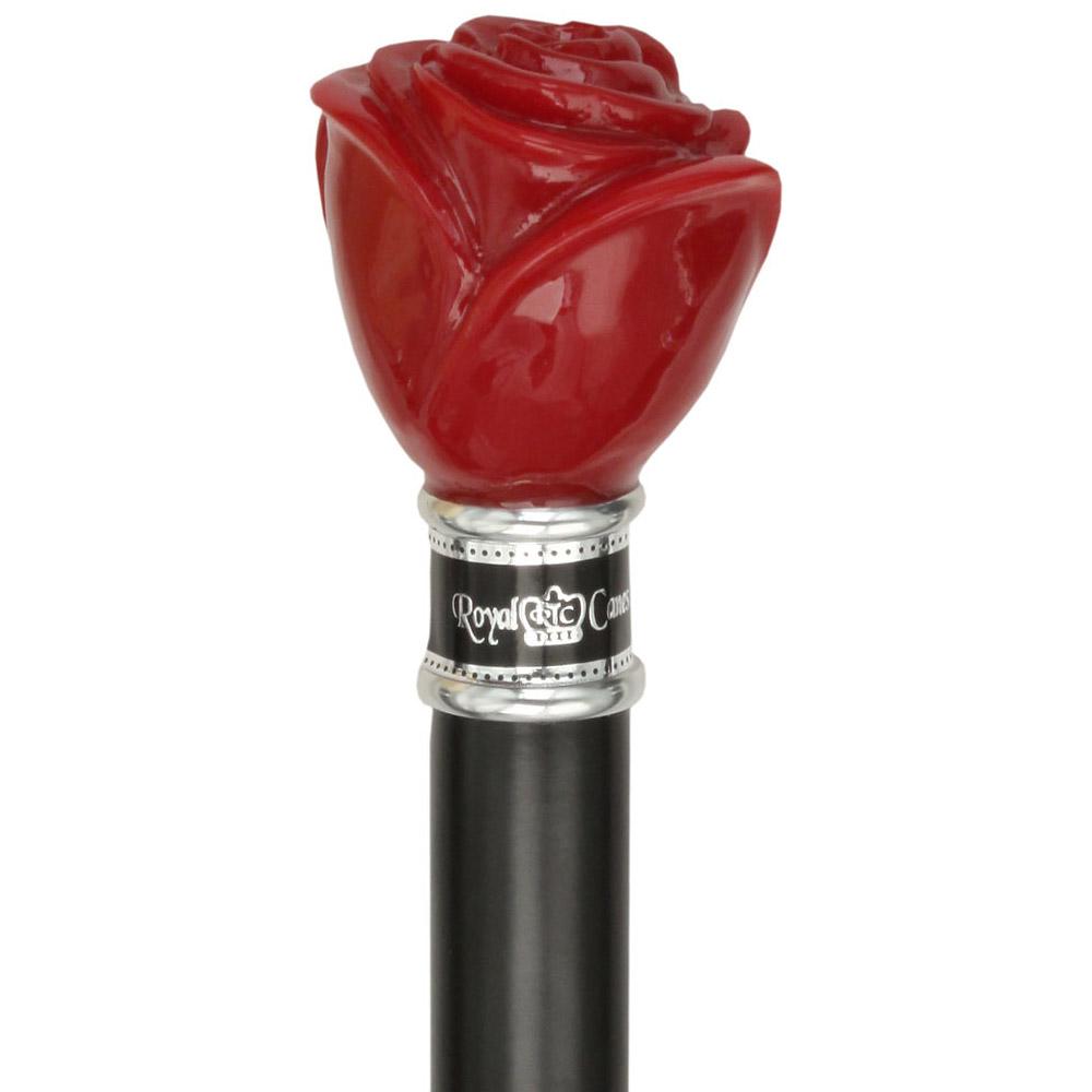 Red Rose Flower Knob Walking Stick With Black Beechwood Shaft and Collar Buy Cheap Wiki