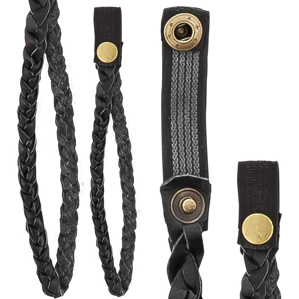 Cane Wrist Strap with Snap - Genuine Black Braided Leather (fits 18mm + sized shafts) New For Sale