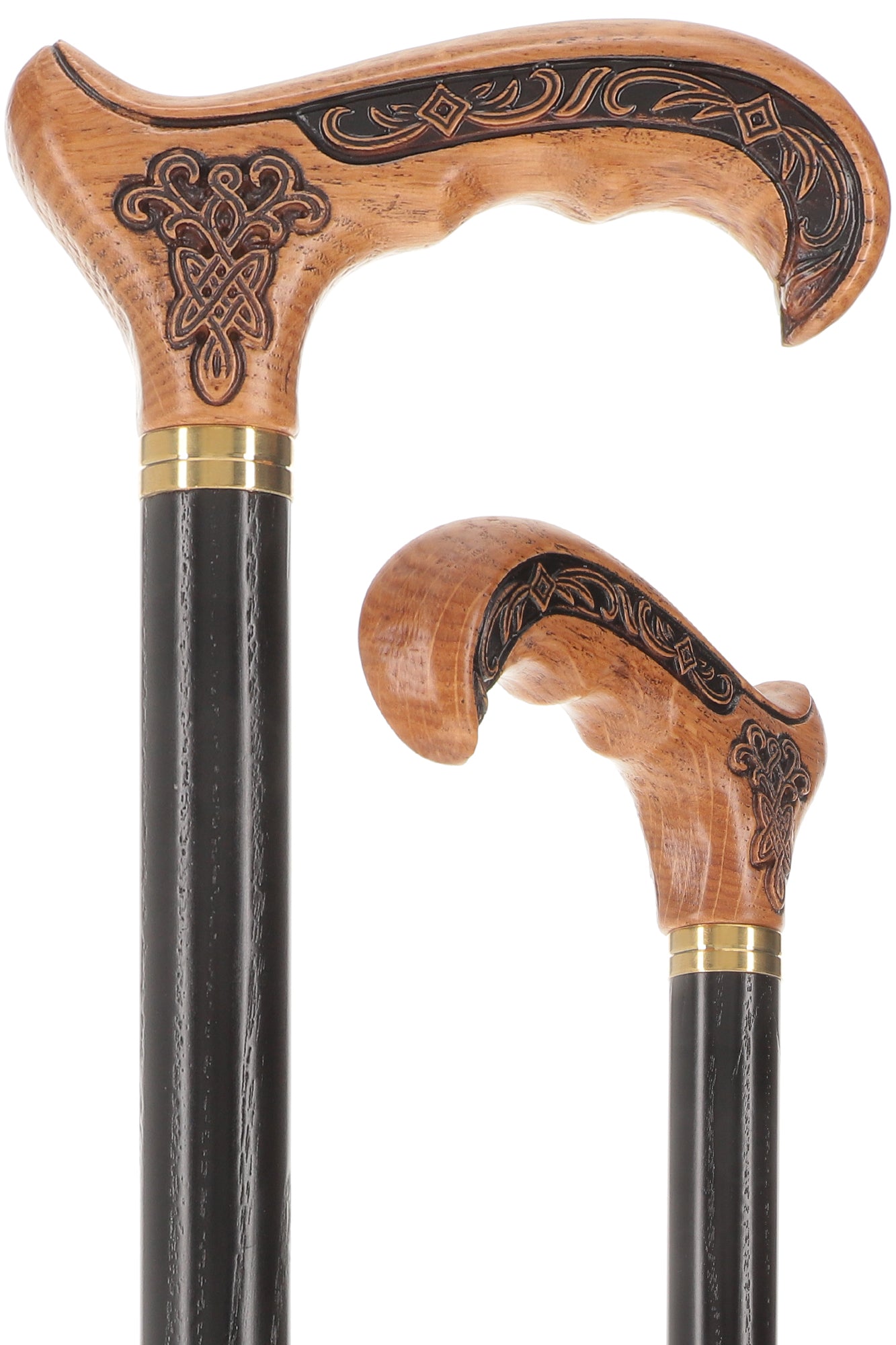 Handcarved Celtic Art : Oak Wood Cane Derby Handle Fashion Style For Sale