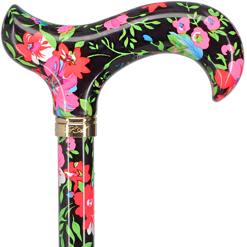 Scratch and Dent Moonlit Floral Derby-Handle Designer Adjustable Cane V1716 Low Cost Sale Online