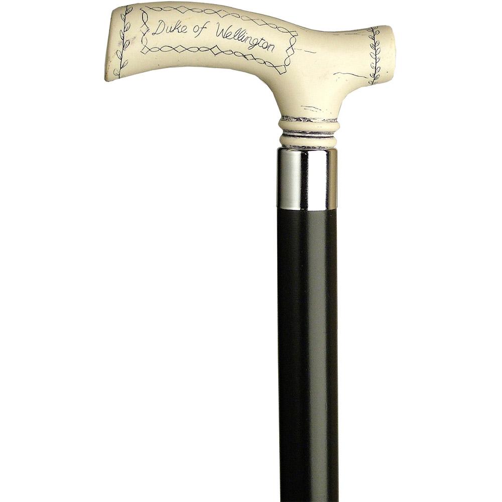 Scratch and Dent Scrimshaw Duke of Wellington Fritz Handle Walking Cane With Black Beechwood Shaft and Silver Collar V2265 Cheap Sale Low Pice Fee Shipping