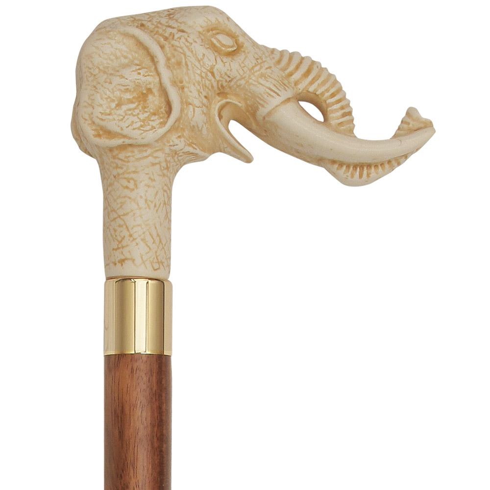 Faux Ivory Elephant with Tusks-Italian Handle Cane w/ Custom Shaft and Collar Amazing Pice Cheap Online