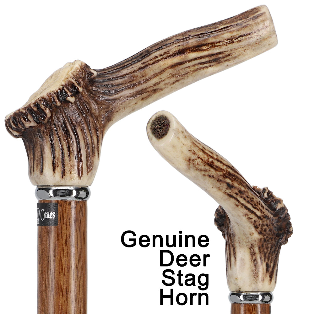 Exclusive Genuine Deer Stag Horn Cane with Ovangkol Wood Shaft Professional Online