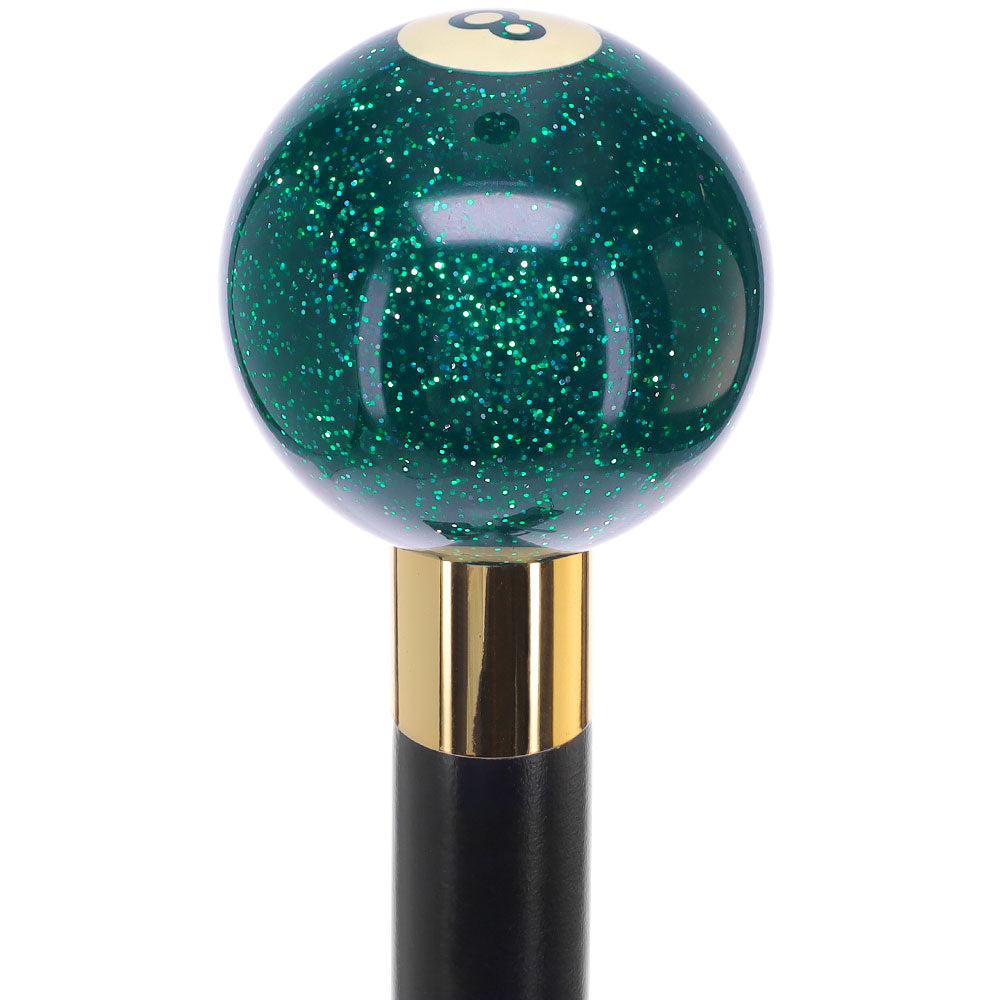 Green Sparkle 8 Ball Shift Knob Cane Cane w/ Custom Wood Shaft & Collar Cheap Sale How Much