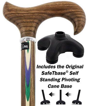 Green & Blue Inlaid Derby Walking Cane With Ovangkol Shaft and Silver Collar w/ SafeTbase Wide Range Of Cheap Online