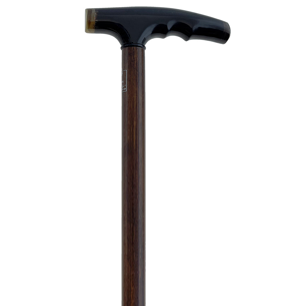 French Black Carved Horn Fritz: Walking Cane with Maple Shaft Good Selling Online