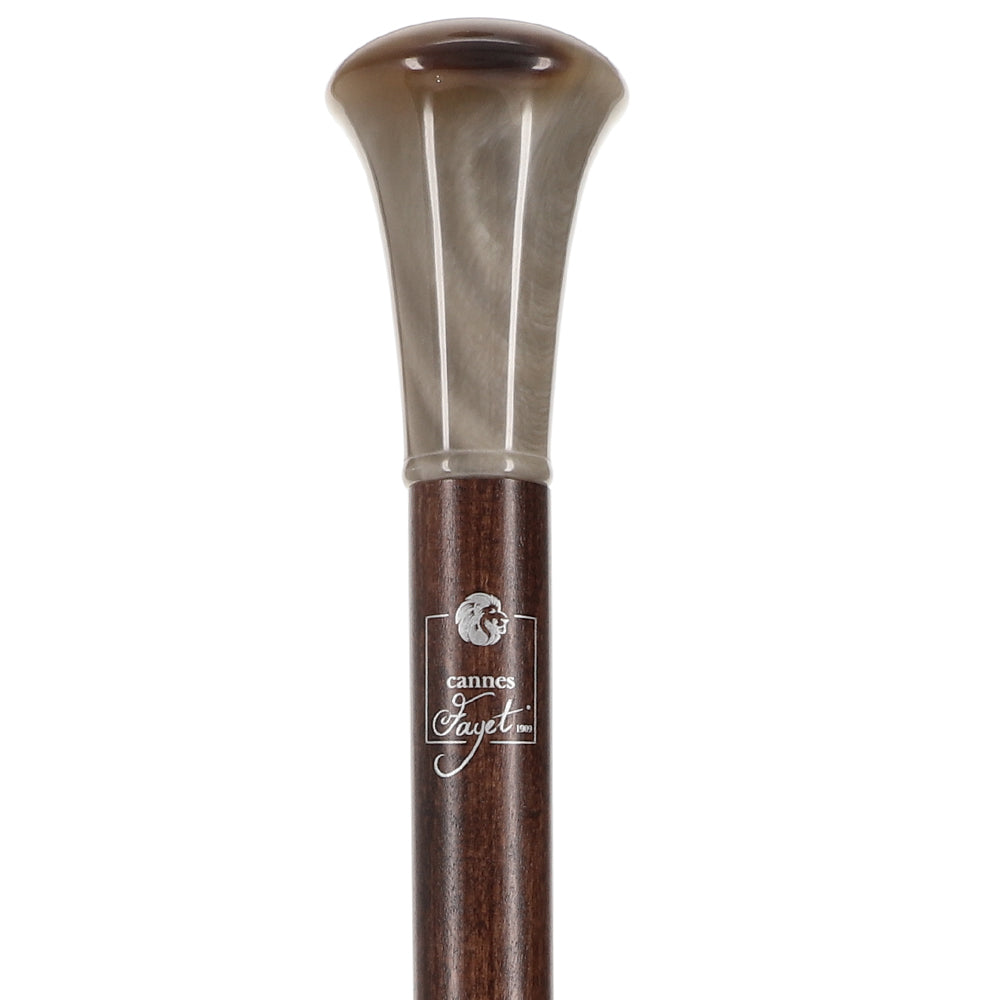 French Faux Horn Knob Cane: Brown Beechwood Shaft Clearance Wide Range Of