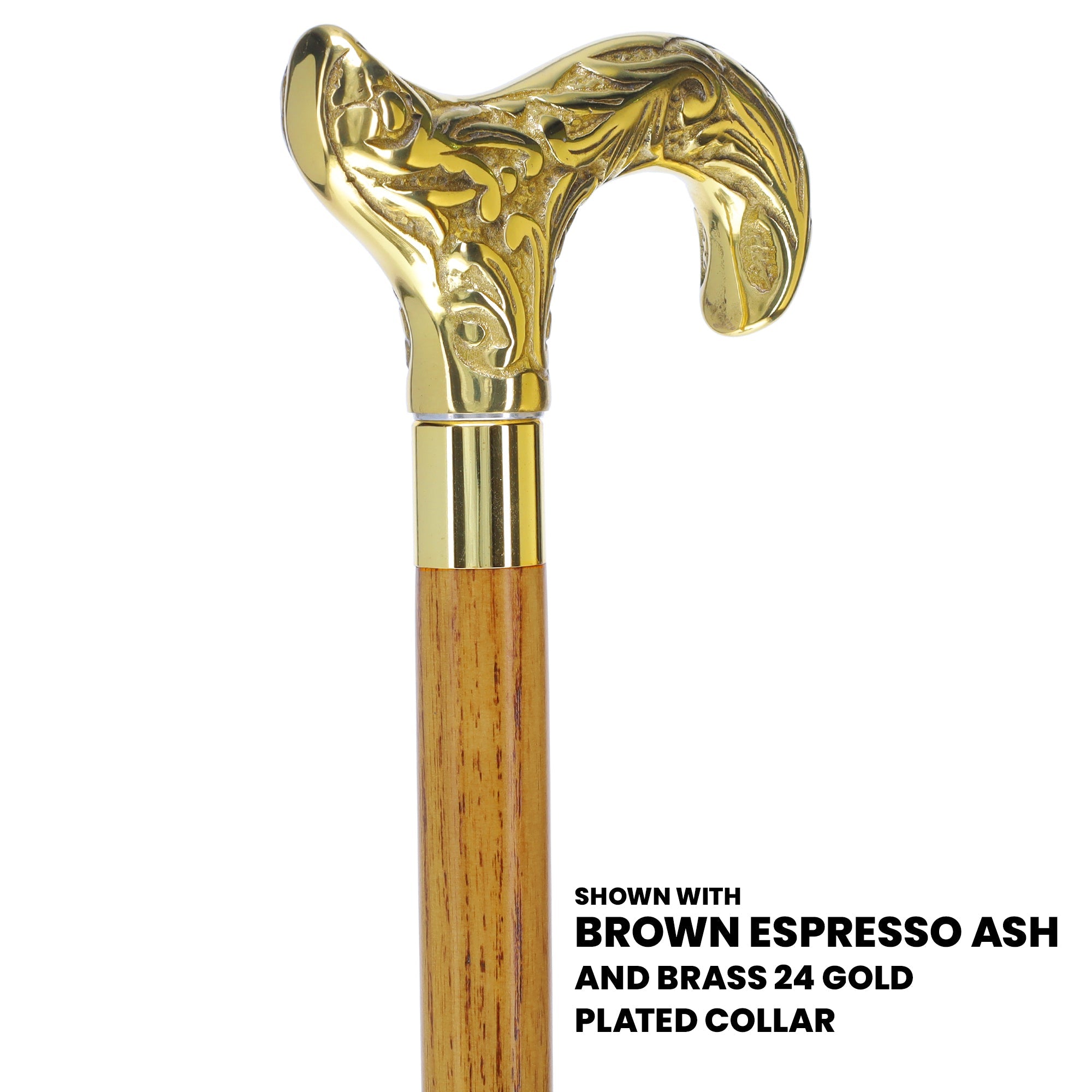 Scratch and Dent Brass Derby Handle Walking Cane w/ Blue Ash Shaft & Brass Gold Collar V2139 Free Shipping Online