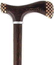 Scratch and Dent Wenge 3D Fritz Inlay Checker Handle Walking Cane w/ Silver Collar V2244 Cheapest Sale Online