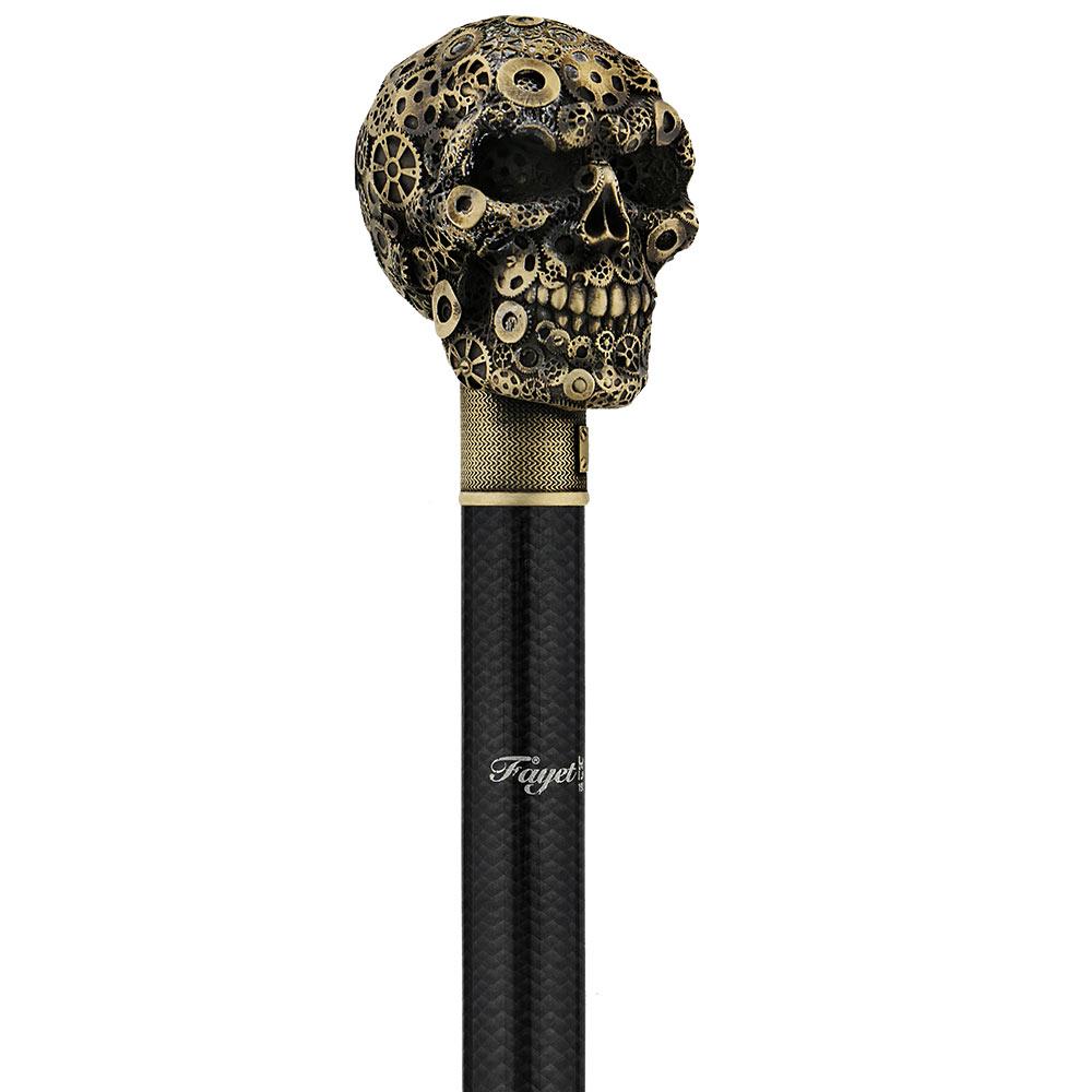 French Steampunk Gears & Skull Cane: Carbon Fiber by 2 Saints Cheap Sale Countdown Package