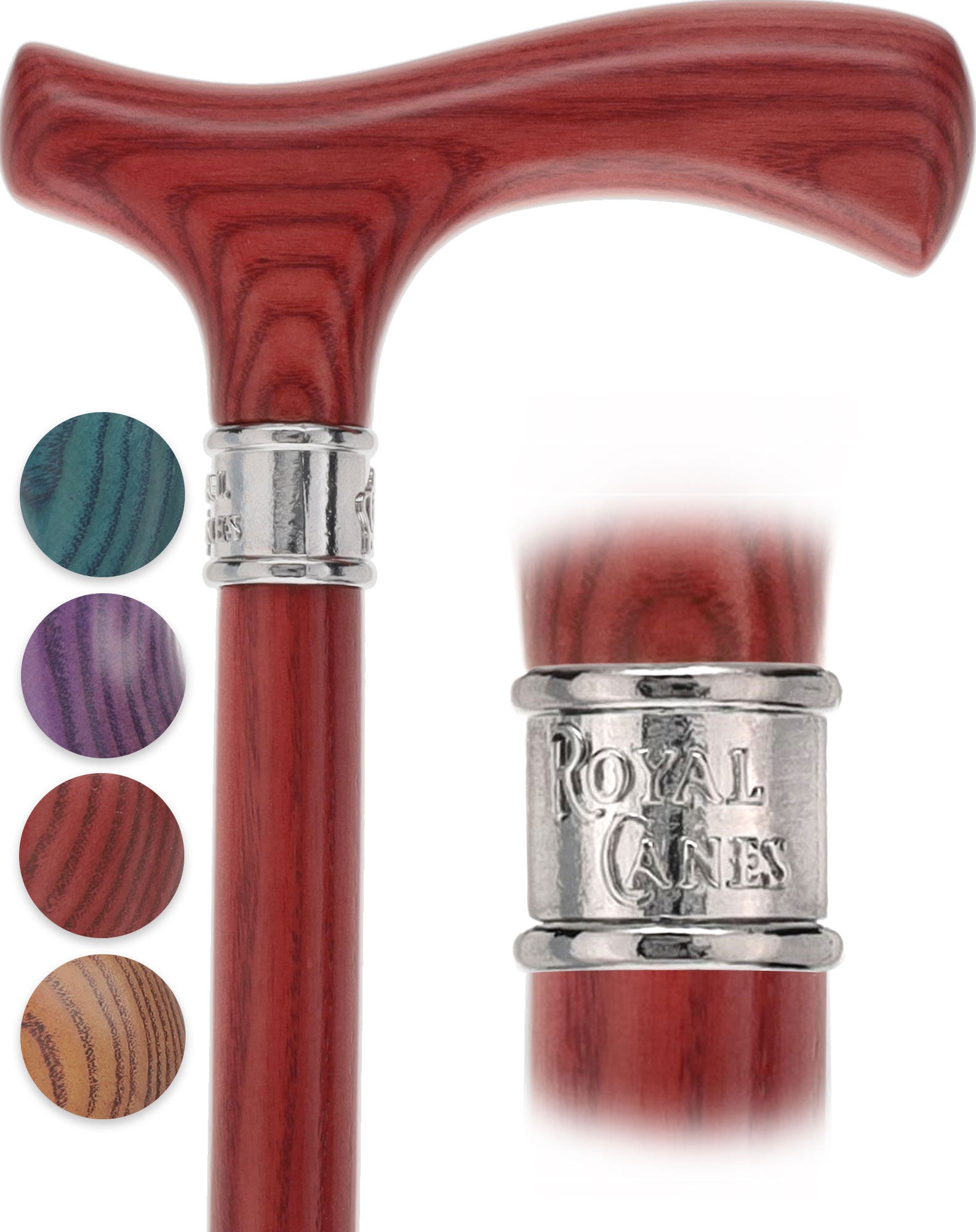 Royal Canes Fritz Comfort Grip: Matching Wood Handle & Shaft, 4 Stained Colors Discount Free Shipping