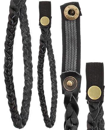 Cane Wrist Strap with Snap - Genuine Black Braided Leather (fits 18mm + sized shafts) New For Sale